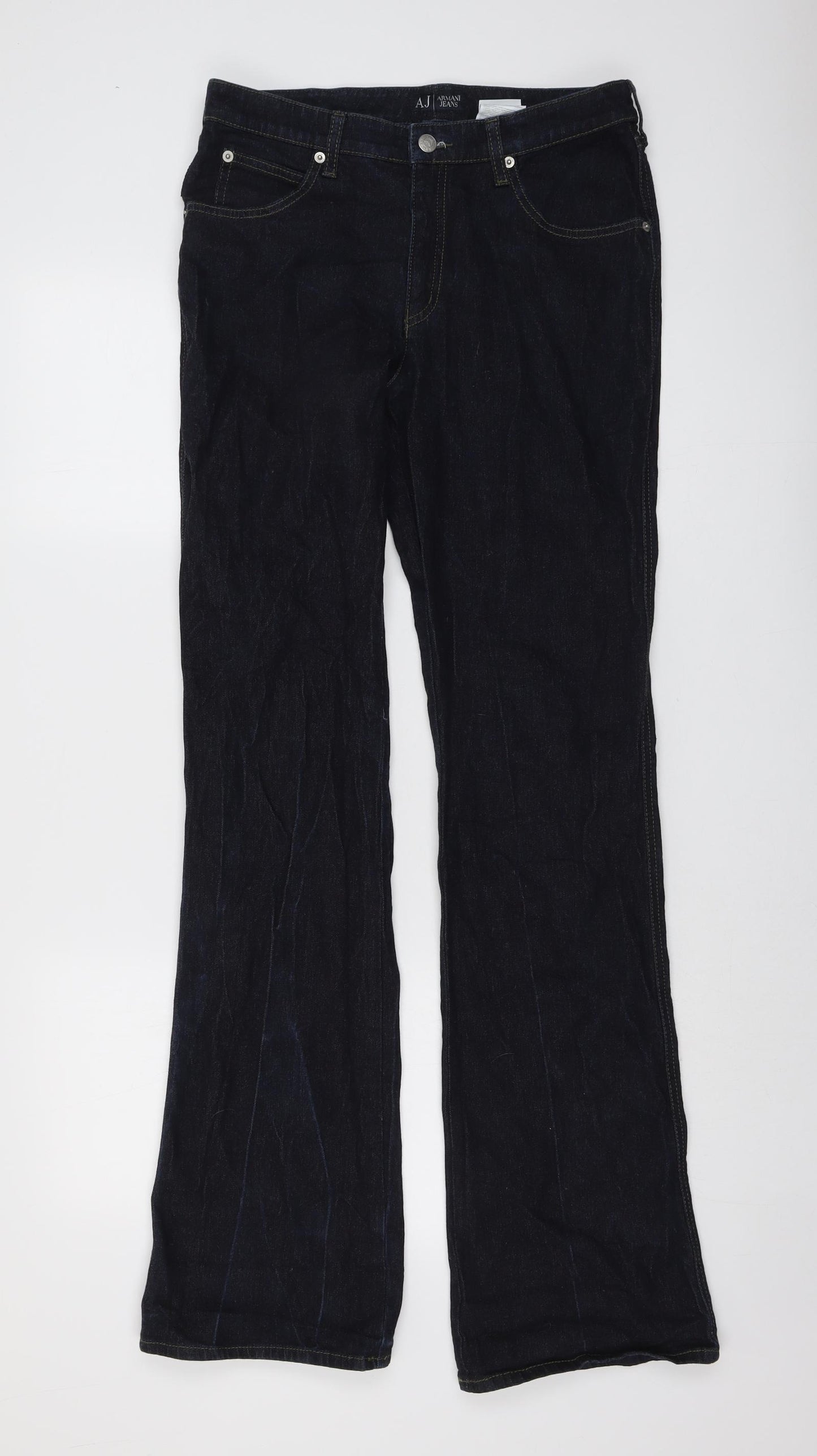 Armani Womens Black Cotton Bootcut Jeans Size 31 in L34 in Regular Button