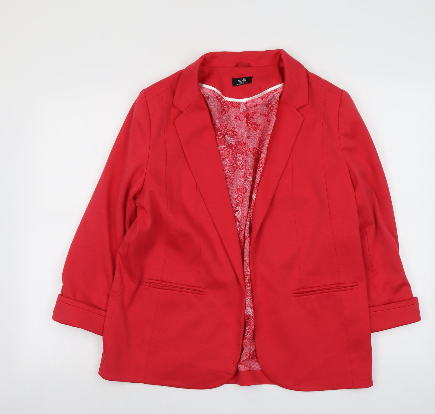 Wallis Womens Red Polyester Jacket Blazer Size 14