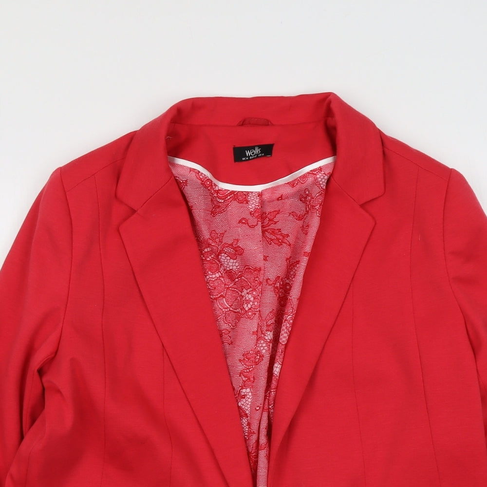 Wallis Womens Red Polyester Jacket Blazer Size 14