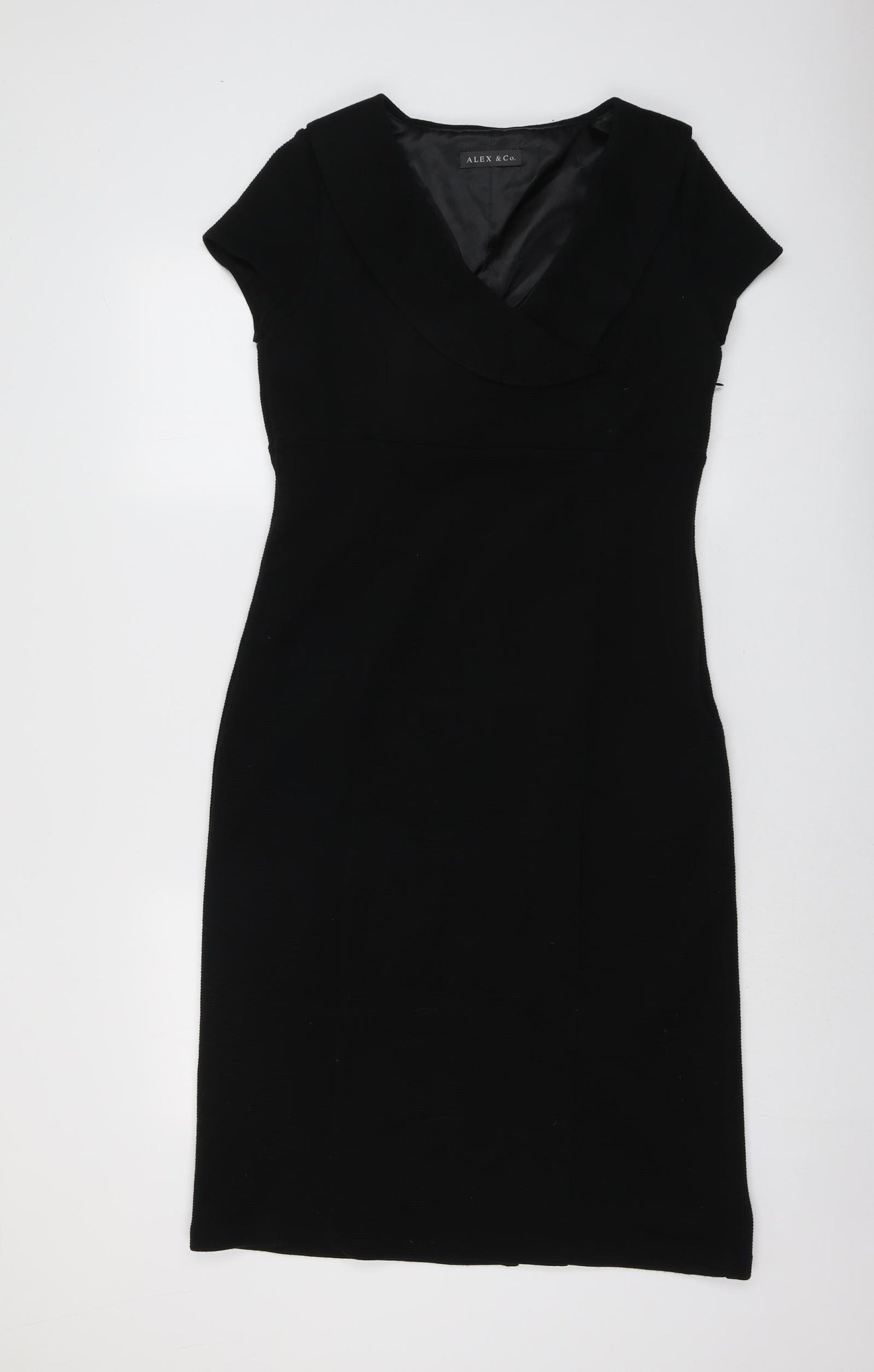 Alex&Co Womens Black Acrylic A-Line Size 12 V-Neck Zip
