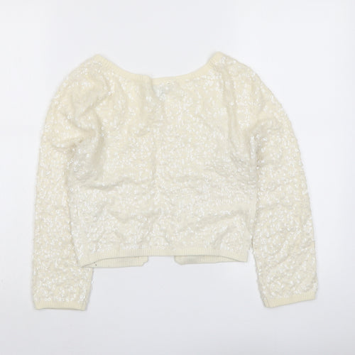 H&M Womens Ivory Round Neck Cotton Cardigan Jumper Size XS