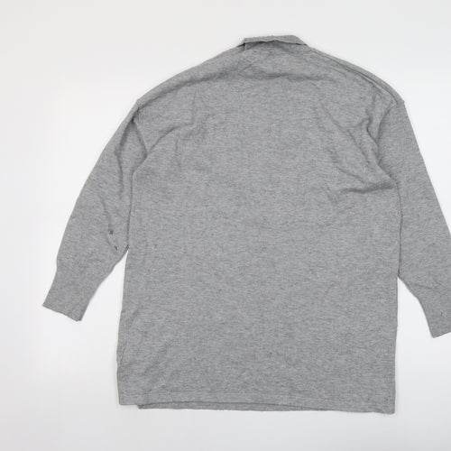 Dorothy Perkins Womens Grey Mock Neck Argyle/Diamond Viscose Pullover Jumper Size 14