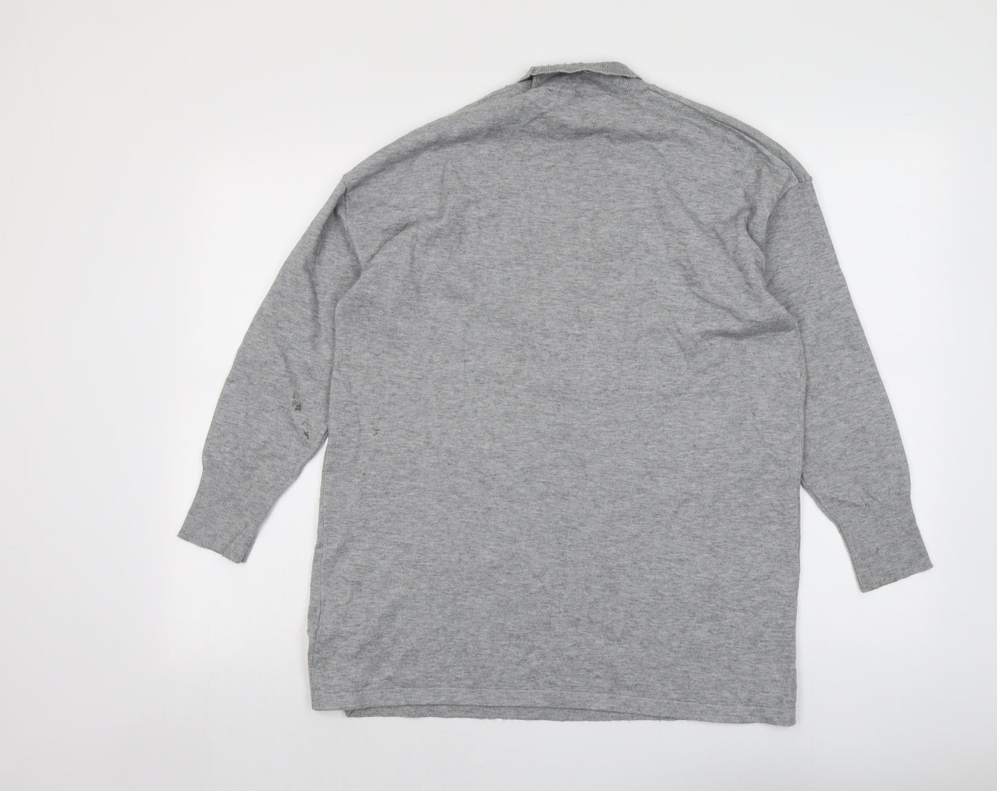Dorothy Perkins Womens Grey Mock Neck Argyle/Diamond Viscose Pullover Jumper Size 14