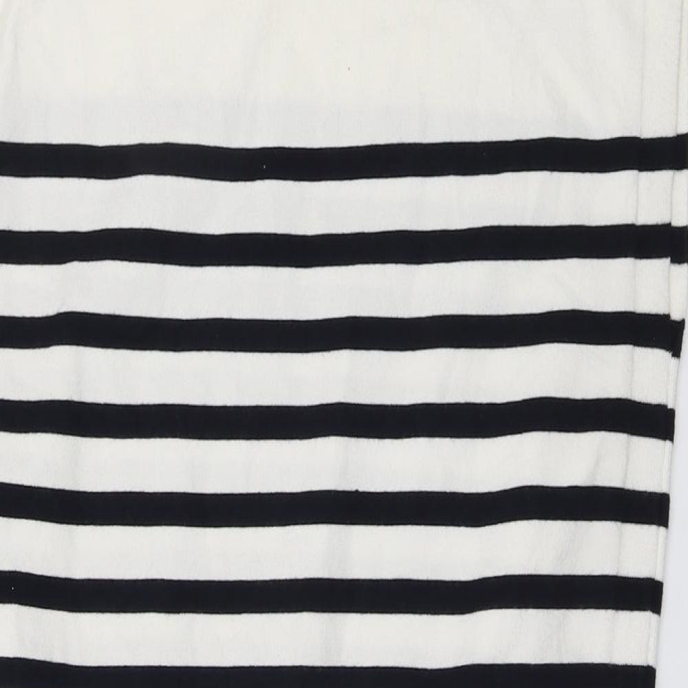 Marks and Spencer Womens Ivory Mock Neck Striped Viscose Vest Jumper Size 14