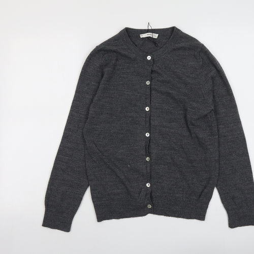 Mango Womens Grey Round Neck Acrylic Cardigan Jumper Size S