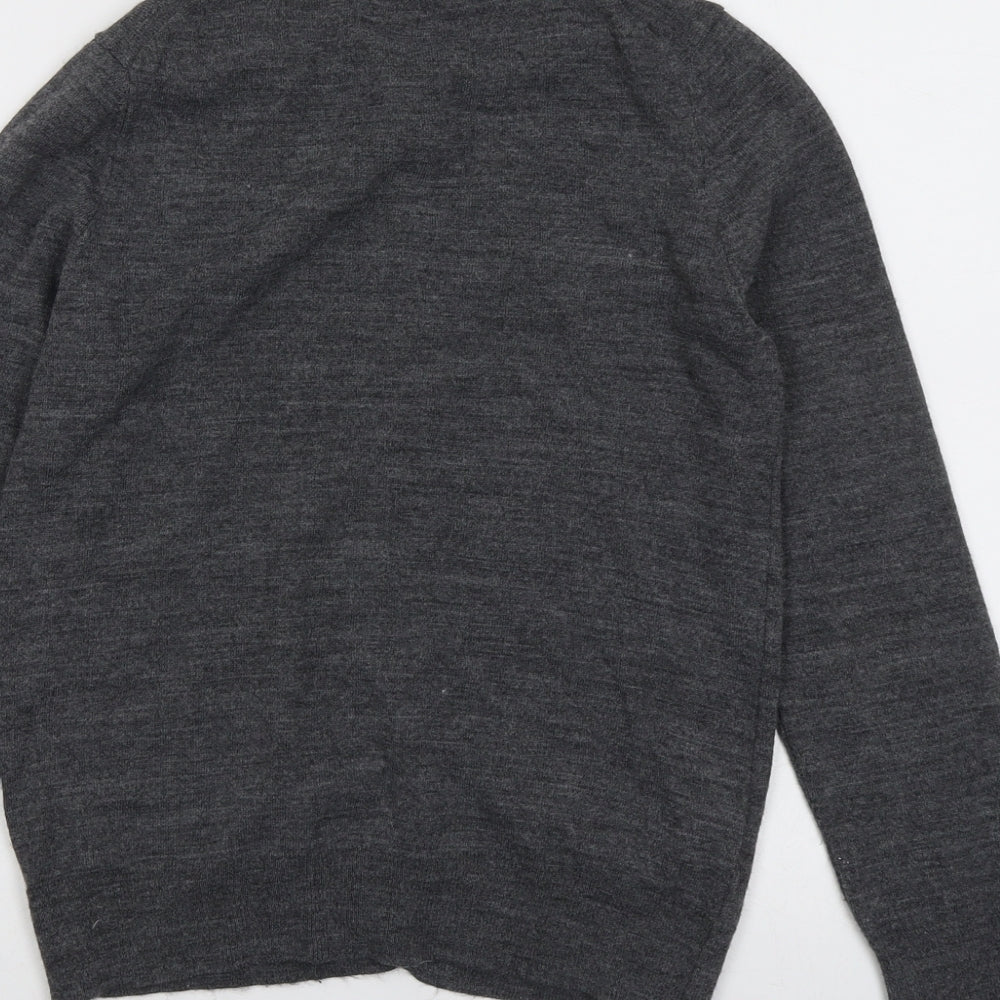 Mango Womens Grey Round Neck Acrylic Cardigan Jumper Size S