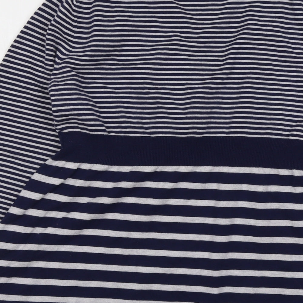 Boden Womens Blue Scoop Neck Striped Cotton Pullover Jumper Size 18