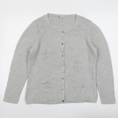Chalsea Rose Womens Gold Round Neck Cotton Cardigan Jumper Size 14
