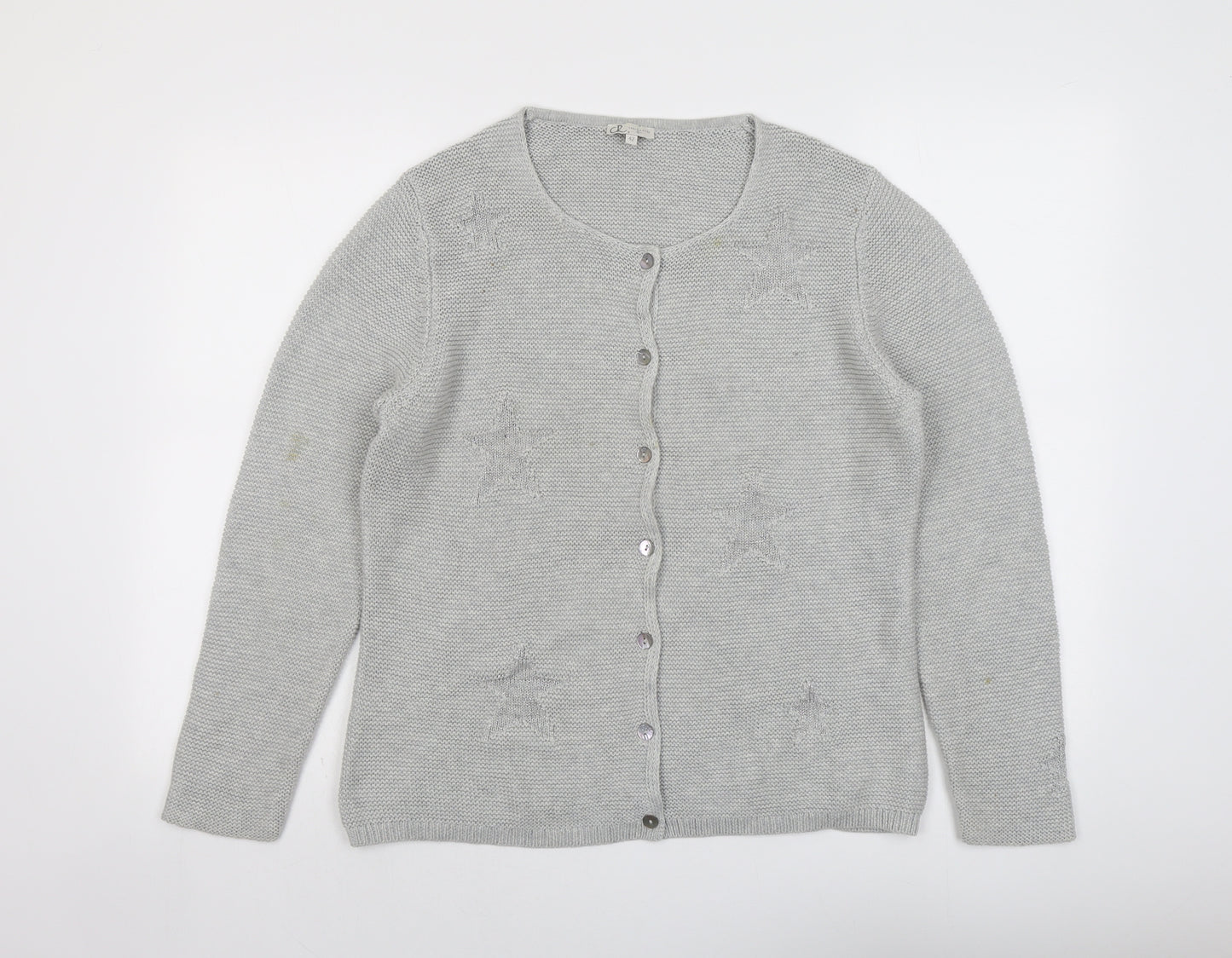 Chalsea Rose Womens Gold Round Neck Cotton Cardigan Jumper Size 14