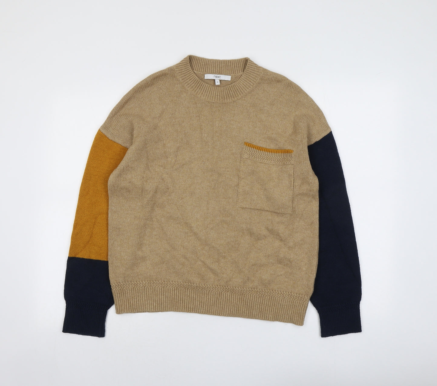 NEXT Womens Beige Round Neck Viscose Pullover Jumper Size M