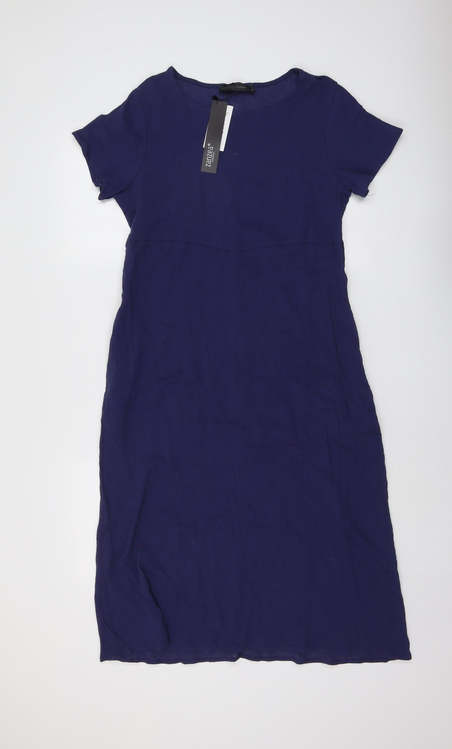 Zanzea Womens Blue Cotton T-Shirt Dress Size M Round Neck Pullover