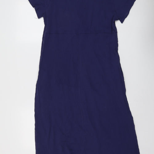 Zanzea Womens Blue Cotton T-Shirt Dress Size M Round Neck Pullover