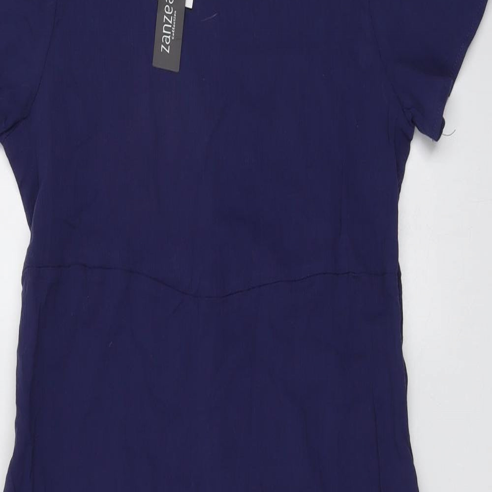 Zanzea Womens Blue Cotton T-Shirt Dress Size M Round Neck Pullover