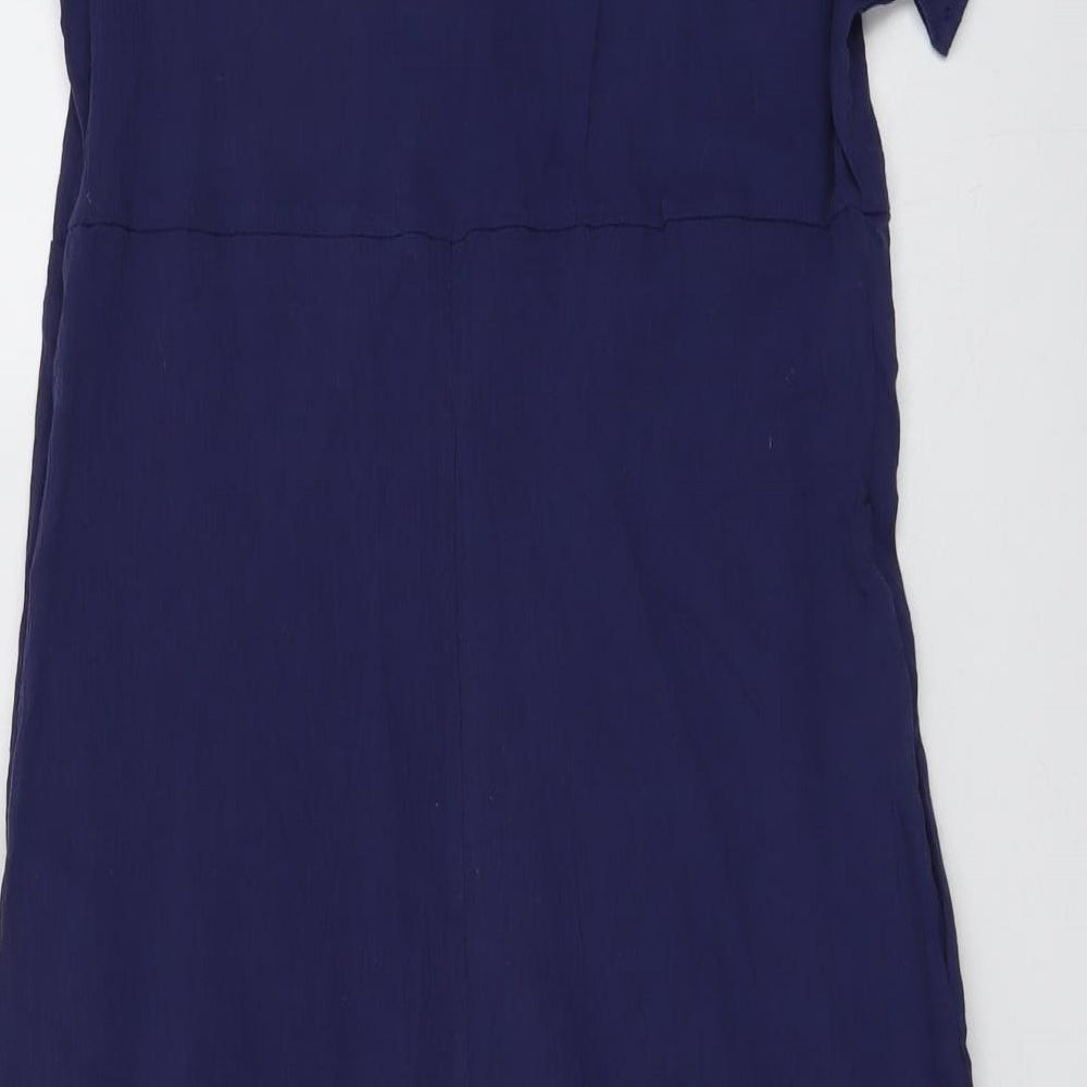 Zanzea Womens Blue Cotton T-Shirt Dress Size M Round Neck Pullover