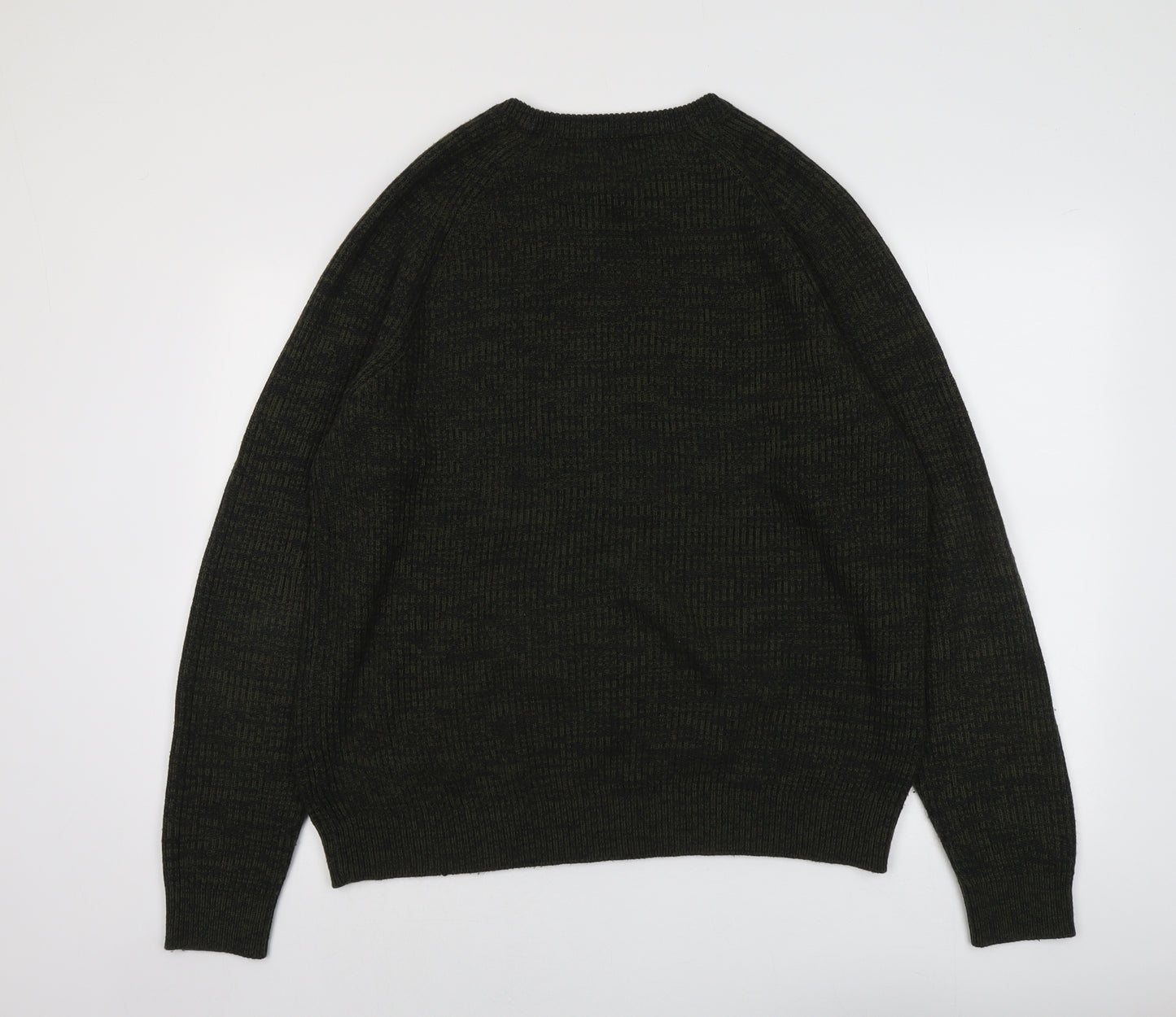JACK & JONES Mens Green Round Neck Acrylic Pullover Jumper Size 2XL Long Sleeve