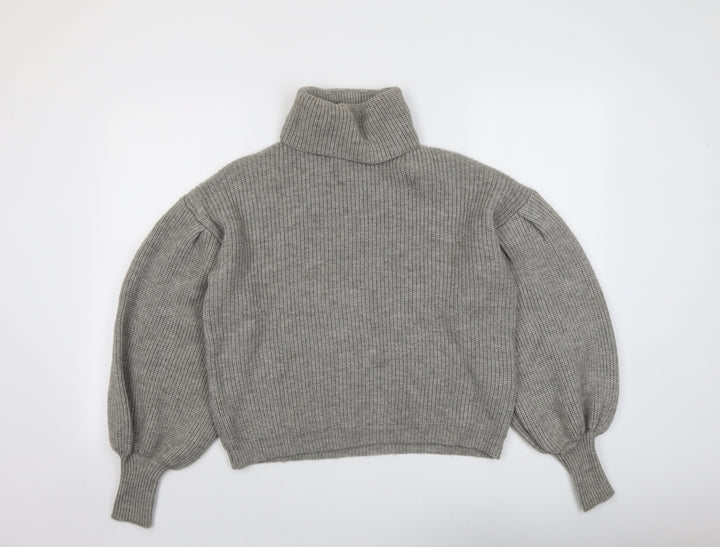 PRETTYLITTLETHING Womens Grey Roll Neck Acrylic Pullover Jumper Size S