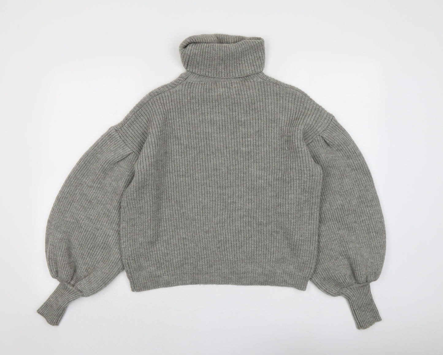 PRETTYLITTLETHING Womens Grey Roll Neck Acrylic Pullover Jumper Size S