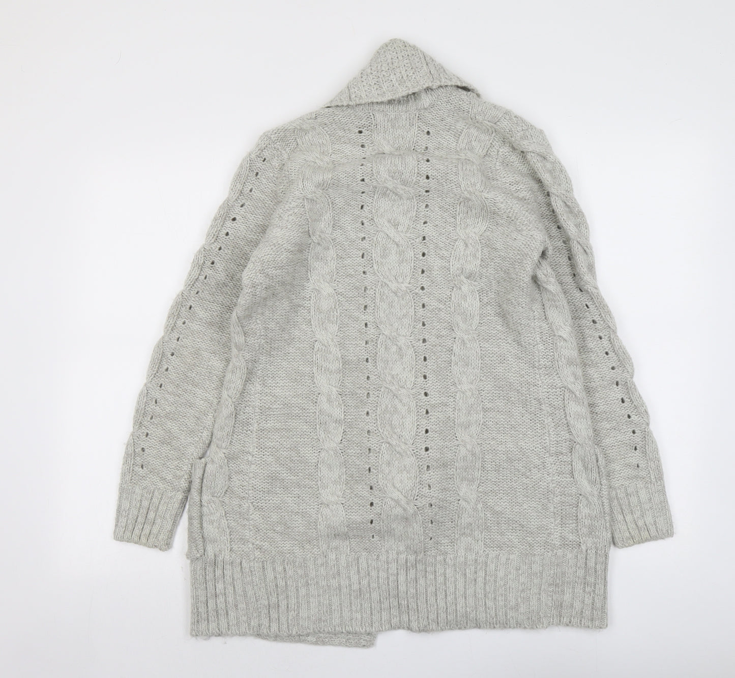 New Look Womens Grey V-Neck Acrylic Cardigan Jumper Size 8