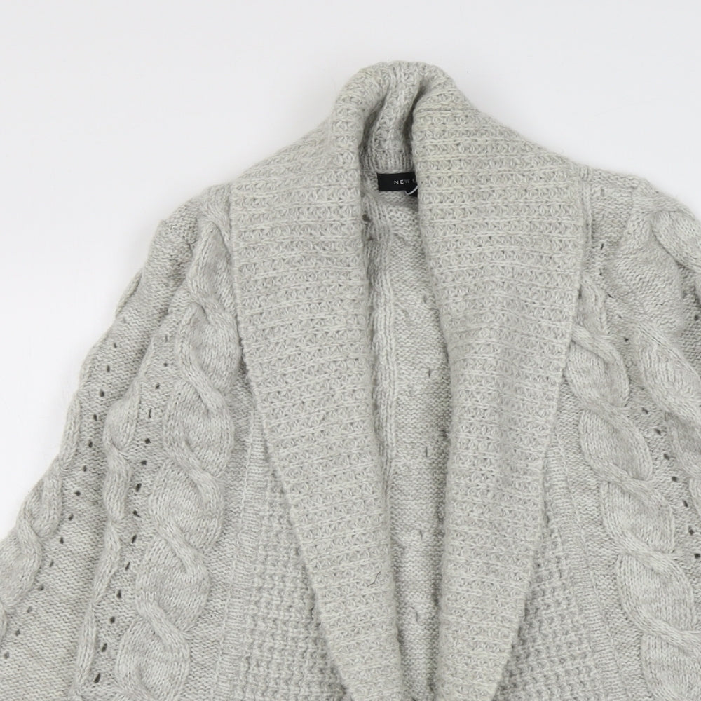 New Look Womens Grey V-Neck Acrylic Cardigan Jumper Size 8