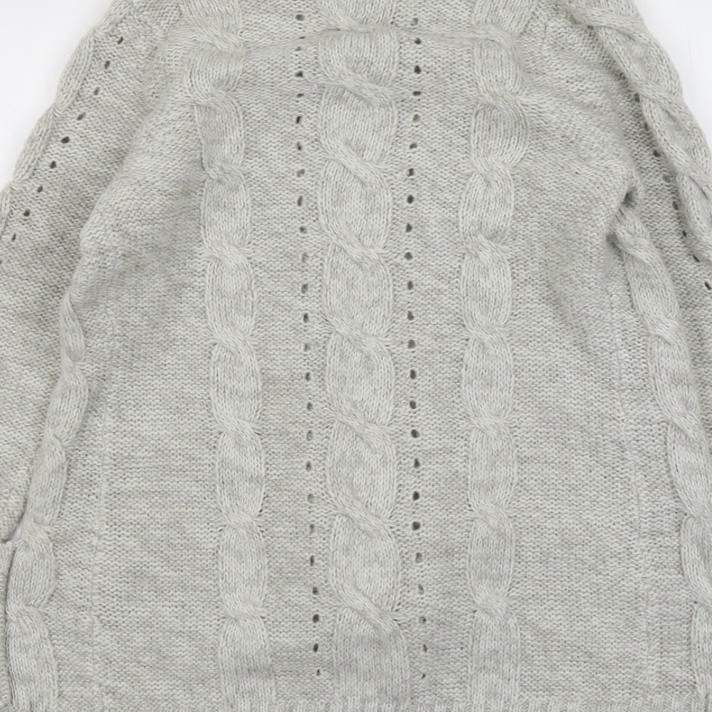 New Look Womens Grey V-Neck Acrylic Cardigan Jumper Size 8