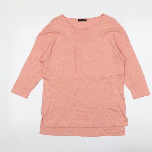 Viza Viz Womens Orange Round Neck Viscose Pullover Jumper Size S