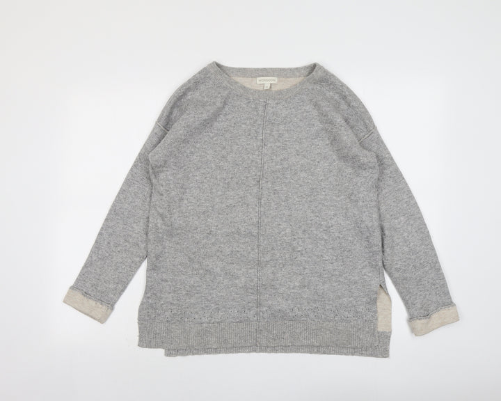 Monsoon Womens Grey Round Neck Nylon Pullover Jumper Size M