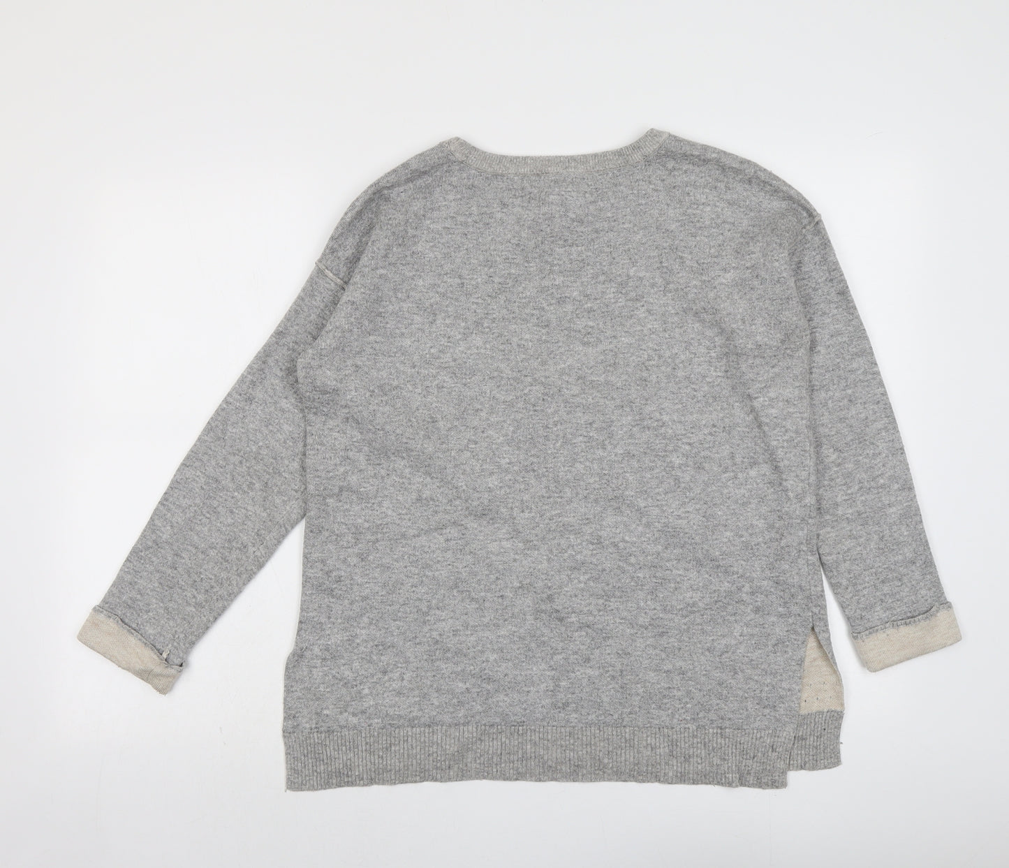 Monsoon Womens Grey Round Neck Nylon Pullover Jumper Size M