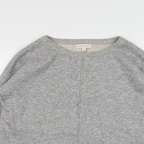 Monsoon Womens Grey Round Neck Nylon Pullover Jumper Size M