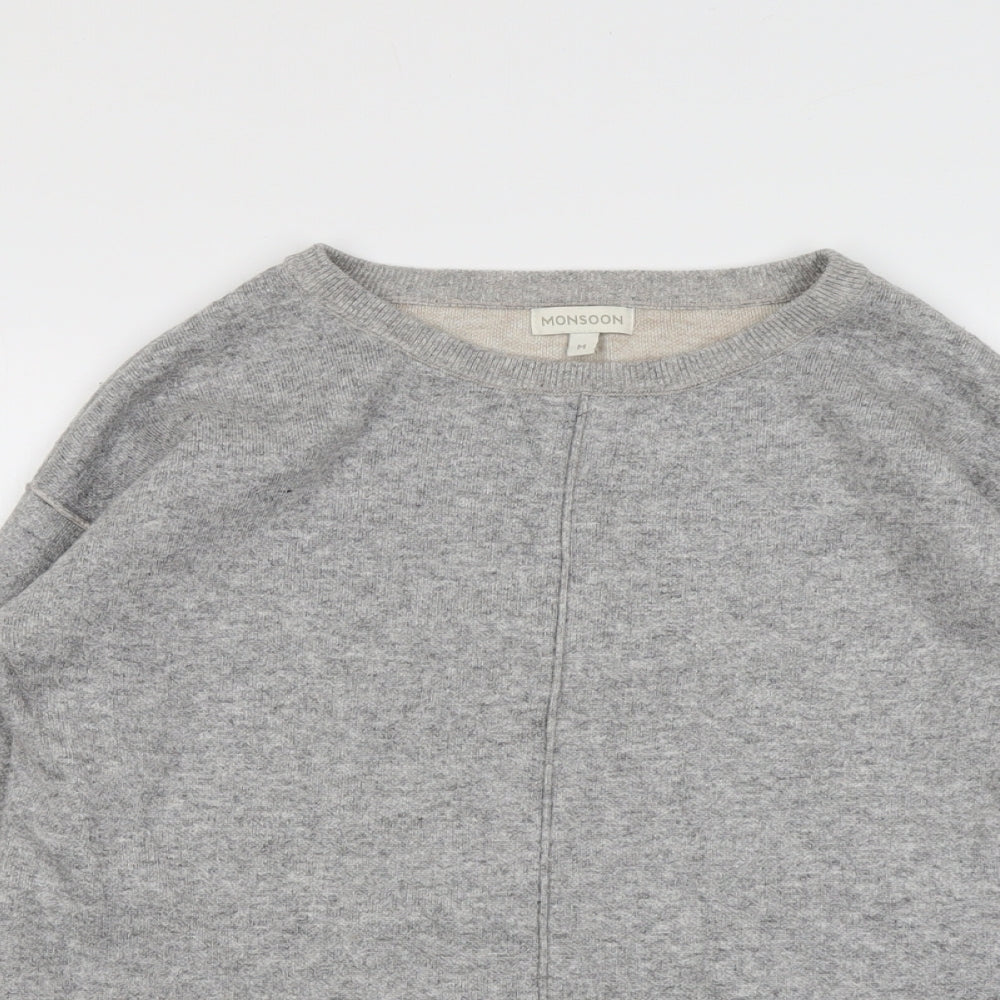 Monsoon Womens Grey Round Neck Nylon Pullover Jumper Size M