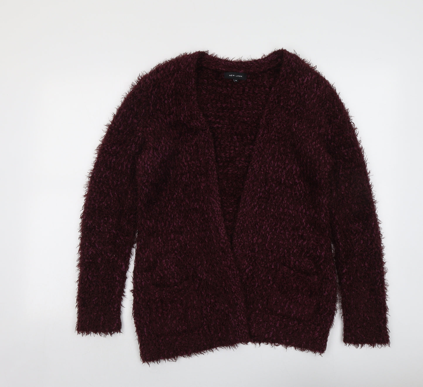 New Look Womens Red V-Neck Acrylic Cardigan Jumper Size M