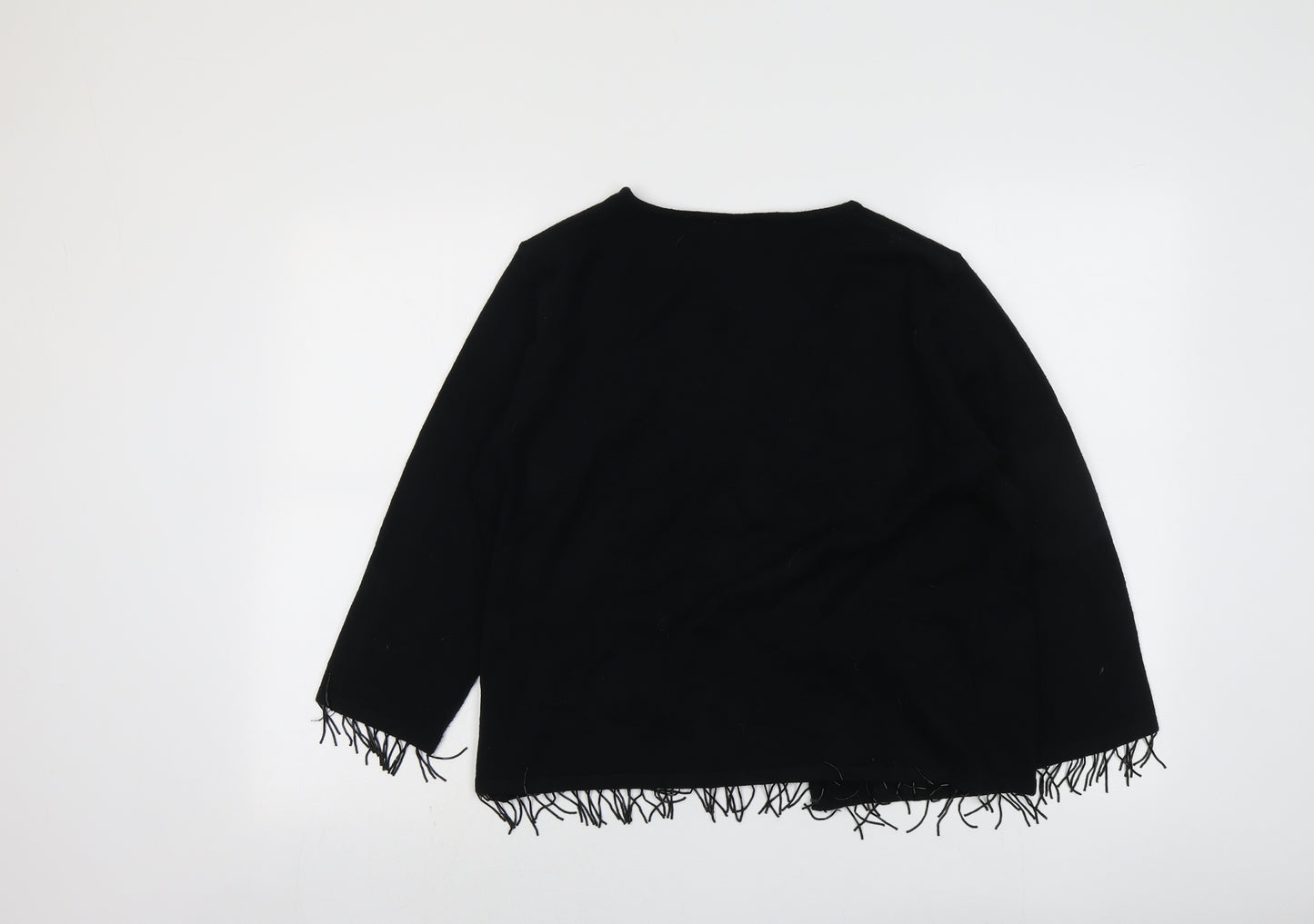 AMARANTO Womens Black V-Neck Acrylic Cardigan Jumper Size 18