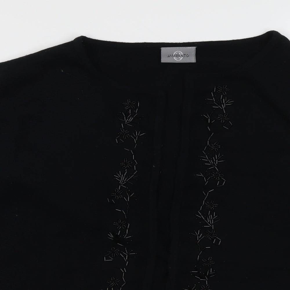 AMARANTO Womens Black V-Neck Acrylic Cardigan Jumper Size 18