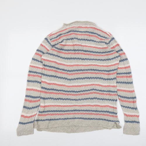EWM Womens Multicoloured V-Neck Striped Acrylic Pullover Jumper Size M
