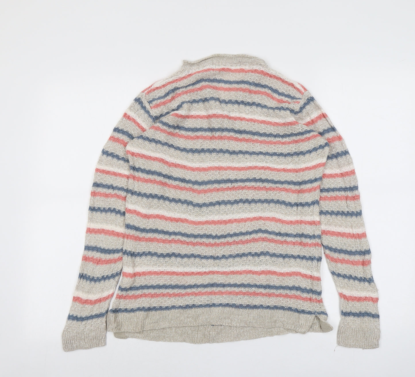 EWM Womens Multicoloured V-Neck Striped Acrylic Pullover Jumper Size M