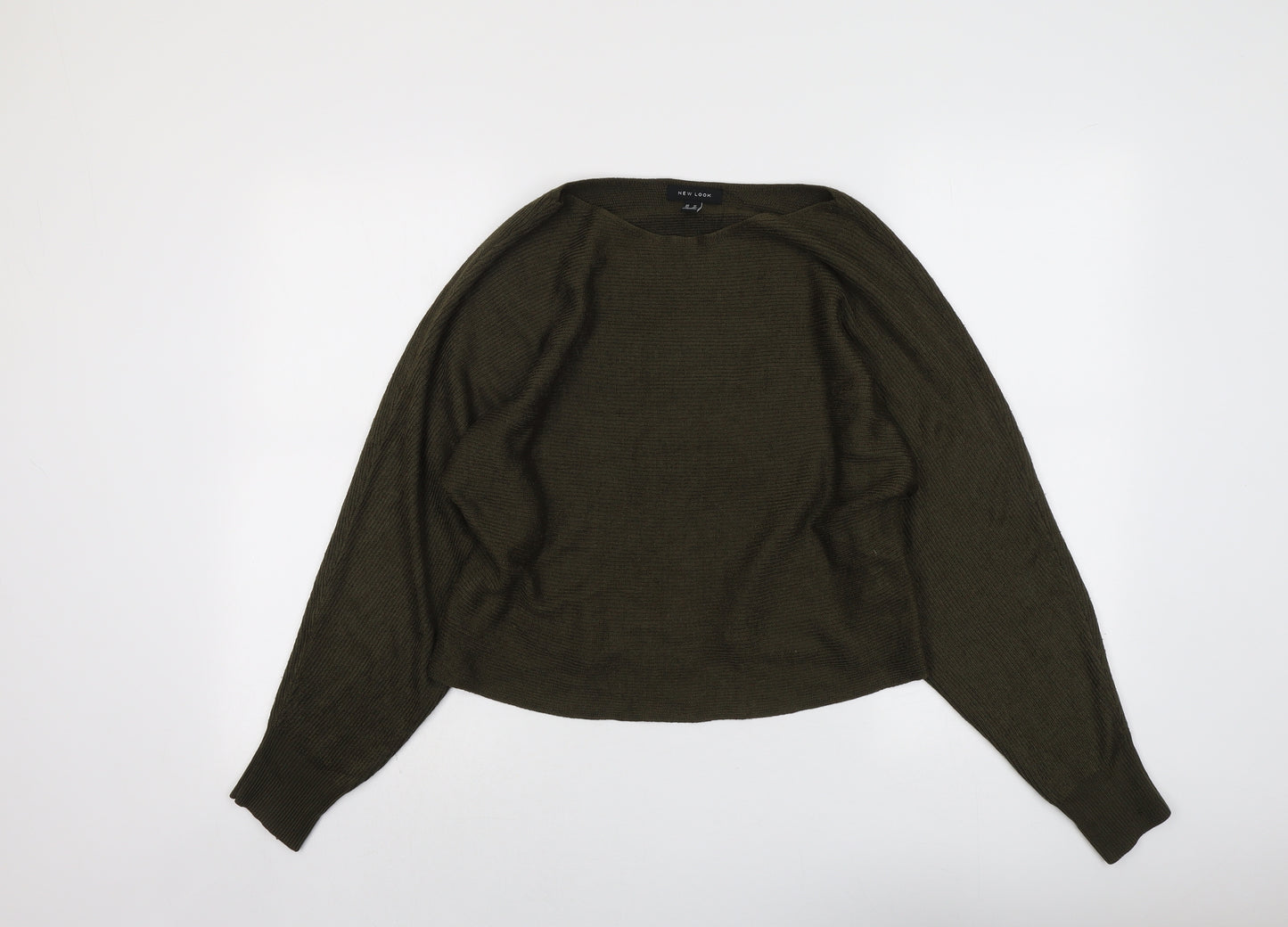 New Look Womens Green Boat Neck Acrylic Pullover Jumper Size M