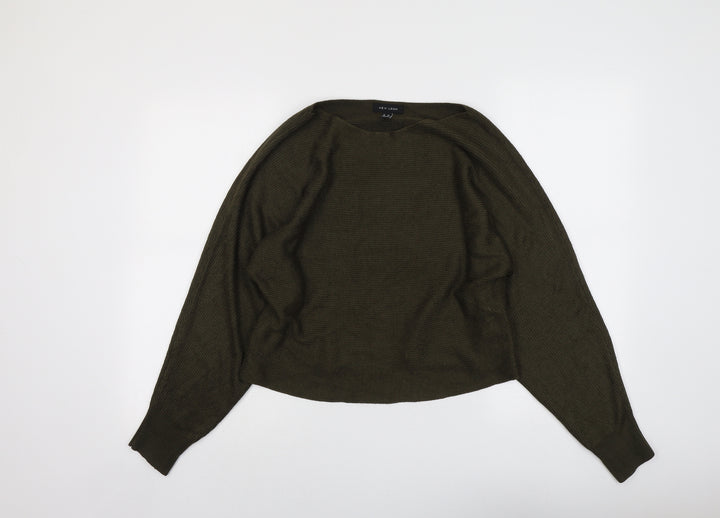 New Look Womens Green Boat Neck Acrylic Pullover Jumper Size M