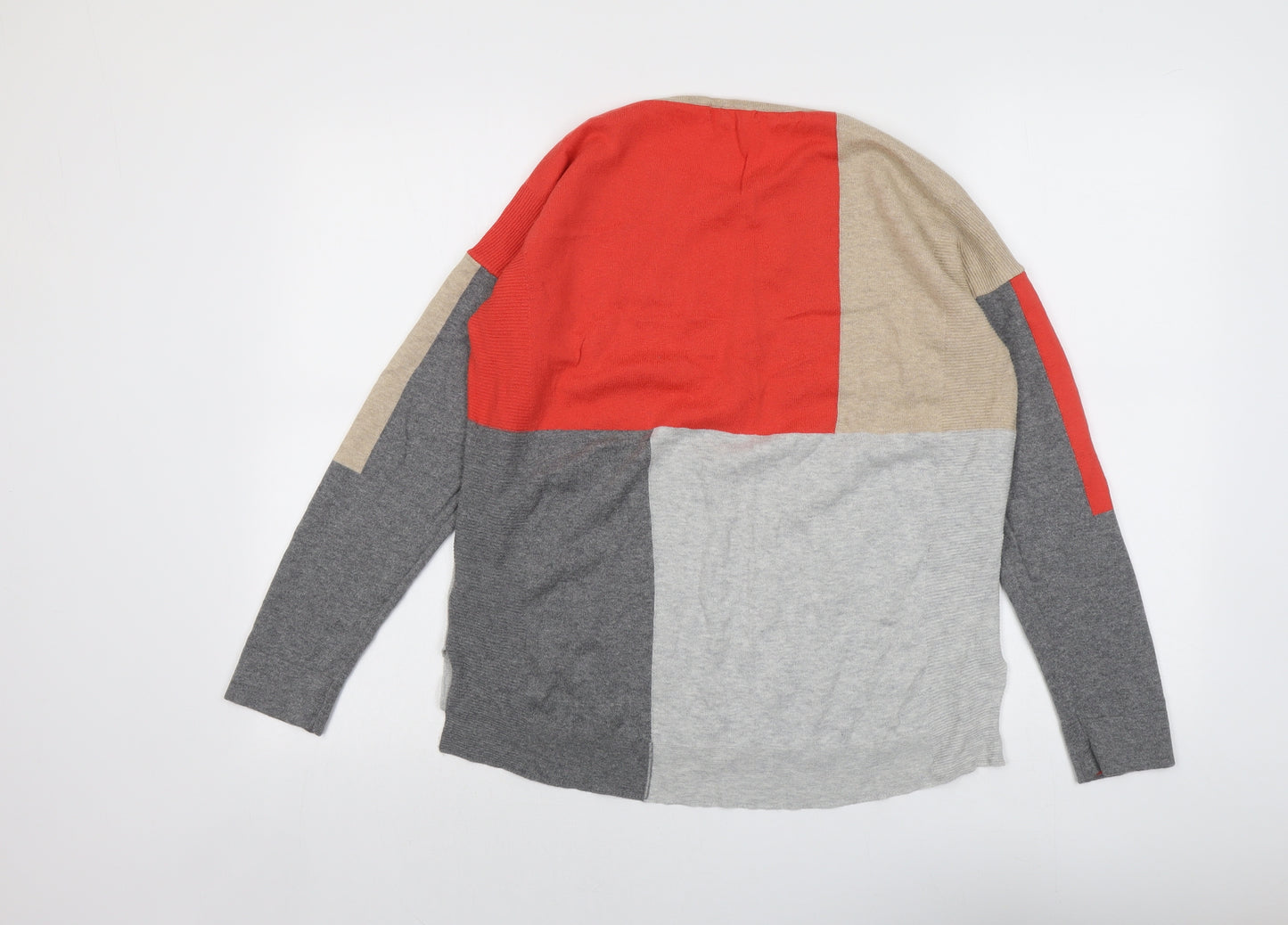 White Stuff Womens Multicoloured Round Neck Geometric Cotton Pullover Jumper Size 12