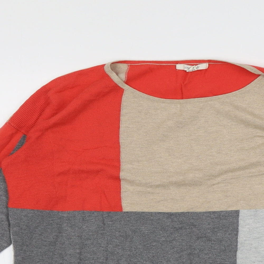 White Stuff Womens Multicoloured Round Neck Geometric Cotton Pullover Jumper Size 12