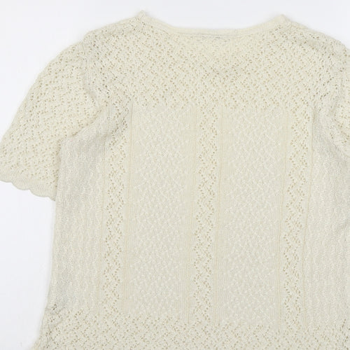 Berkertex Womens Beige Round Neck Acrylic Pullover Jumper Size 14