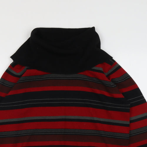 EMW Womens Red Roll Neck Striped Acrylic Pullover Jumper Size 10