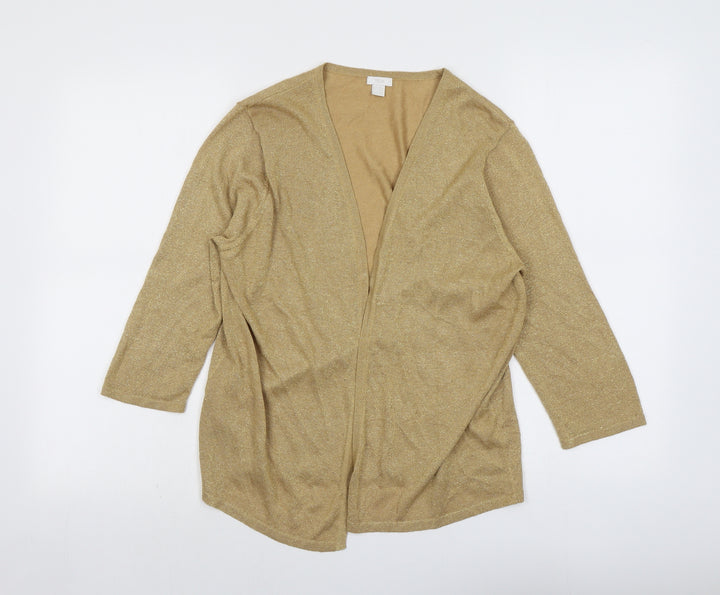 TCM Womens Gold V-Neck Viscose Cardigan Jumper Size 14