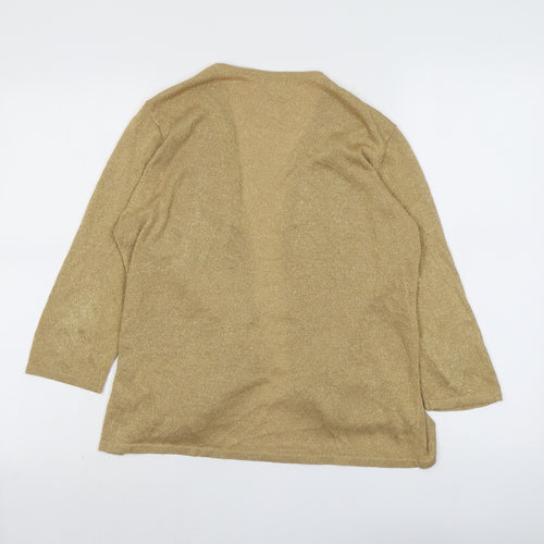 TCM Womens Gold V-Neck Viscose Cardigan Jumper Size 14