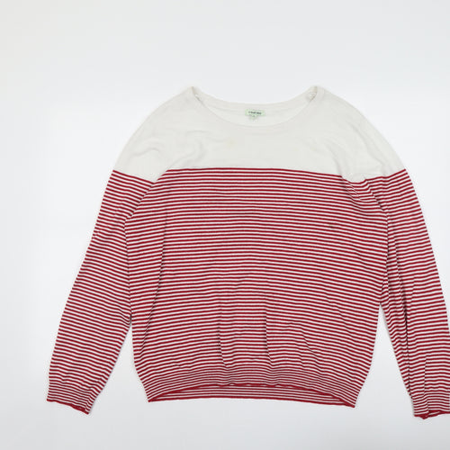 Le Grand Amour Womens Red Round Neck Striped Viscose Pullover Jumper Size L