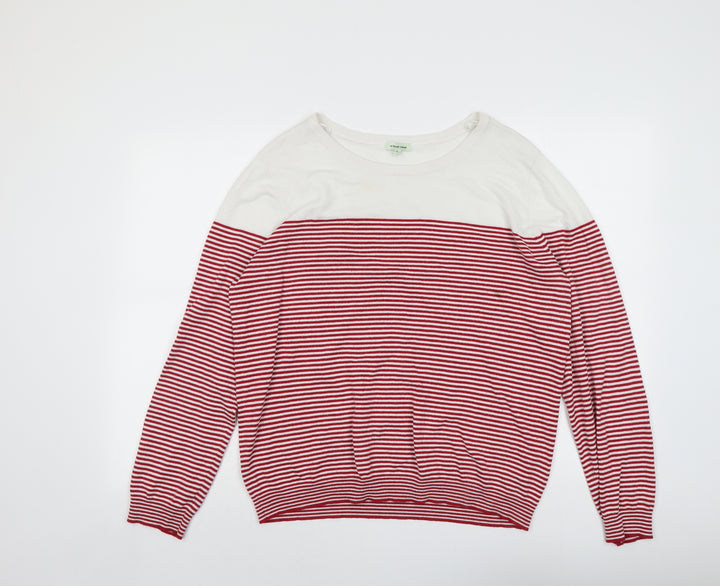 Le Grand Amour Womens Red Round Neck Striped Viscose Pullover Jumper Size L