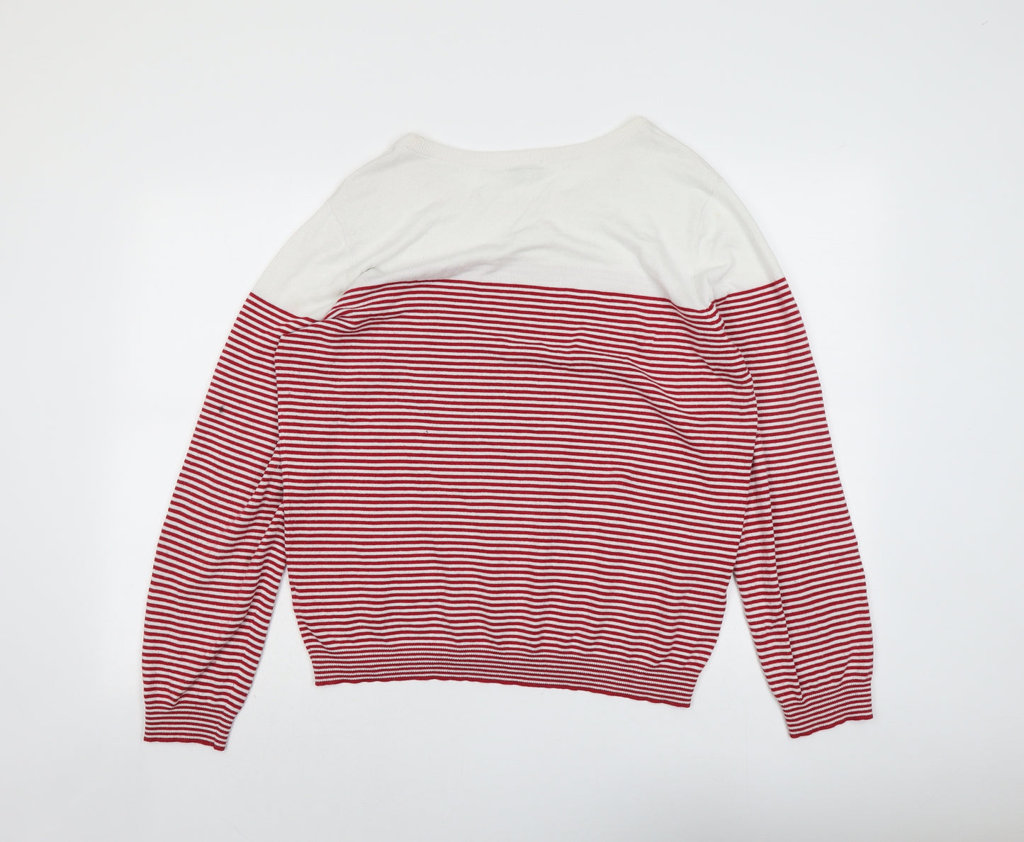 Le Grand Amour Womens Red Round Neck Striped Viscose Pullover Jumper Size L