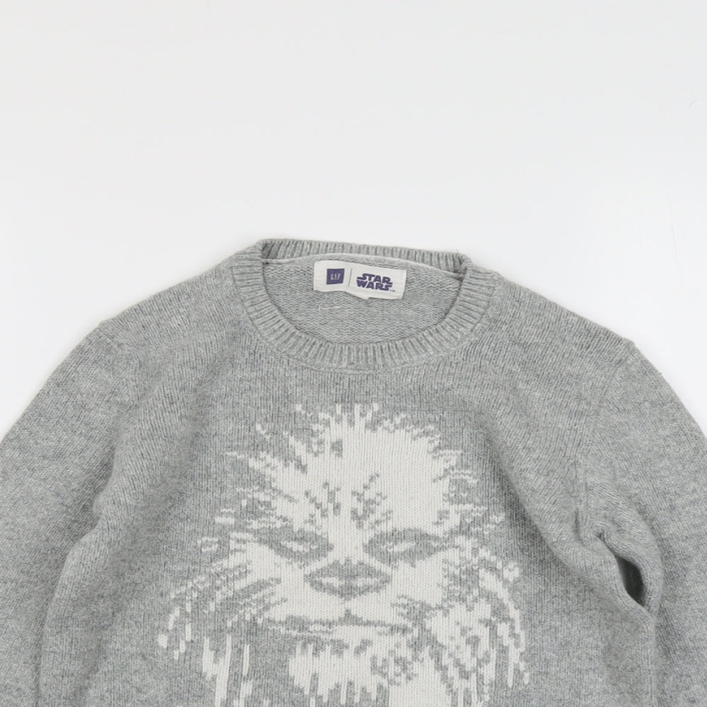 Gap Boys Grey Crew Neck Cotton Pullover Jumper Size 8 Years Pullover - Star Wars