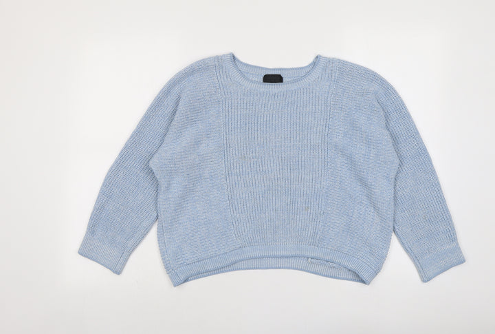 Topshop Womens Blue Round Neck Cotton Pullover Jumper Size 12