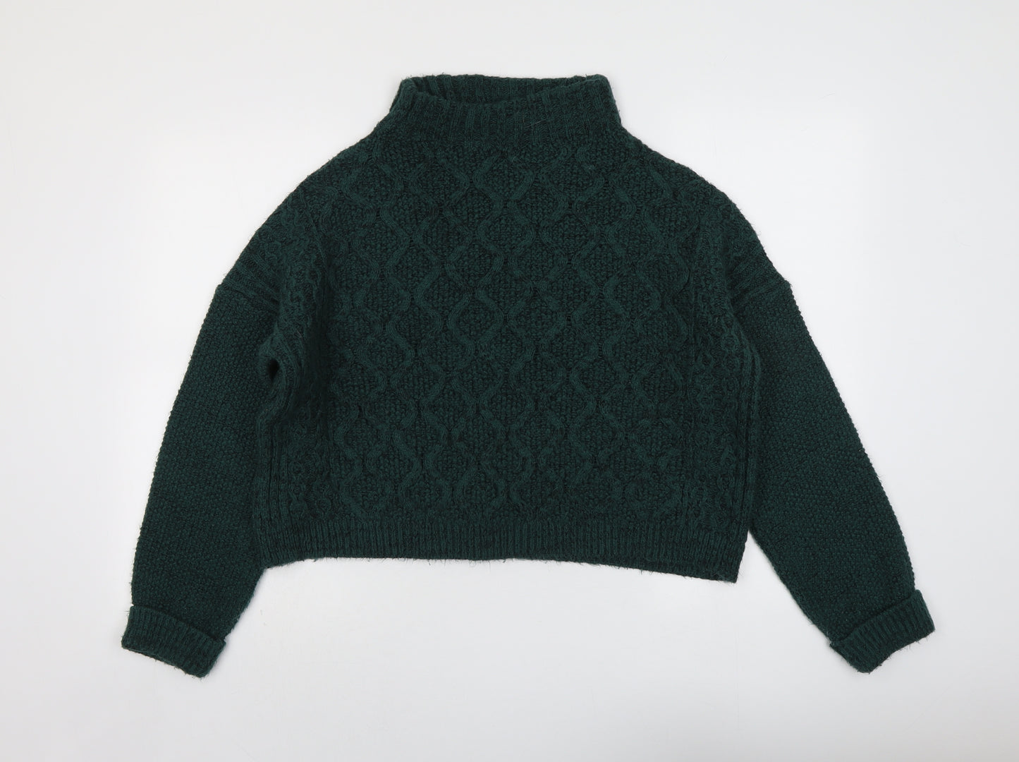 NEXT Womens Green High Neck Acrylic Pullover Jumper Size M