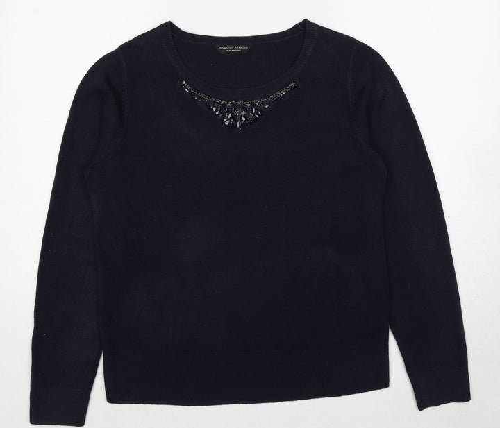 Dorothy Perkins Womens Blue Round Neck Acrylic Pullover Jumper Size 14
