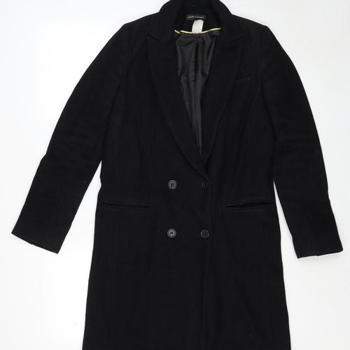 Laura Clement Womens Black Overcoat Coat Size 8 Button